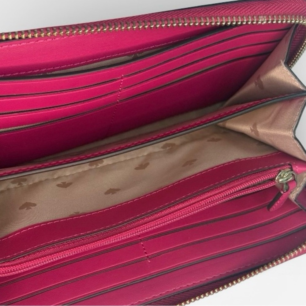 Kate Spade New York Pink Saffiano Leather Zip Around Wallet Continental - Picture 5 of 6